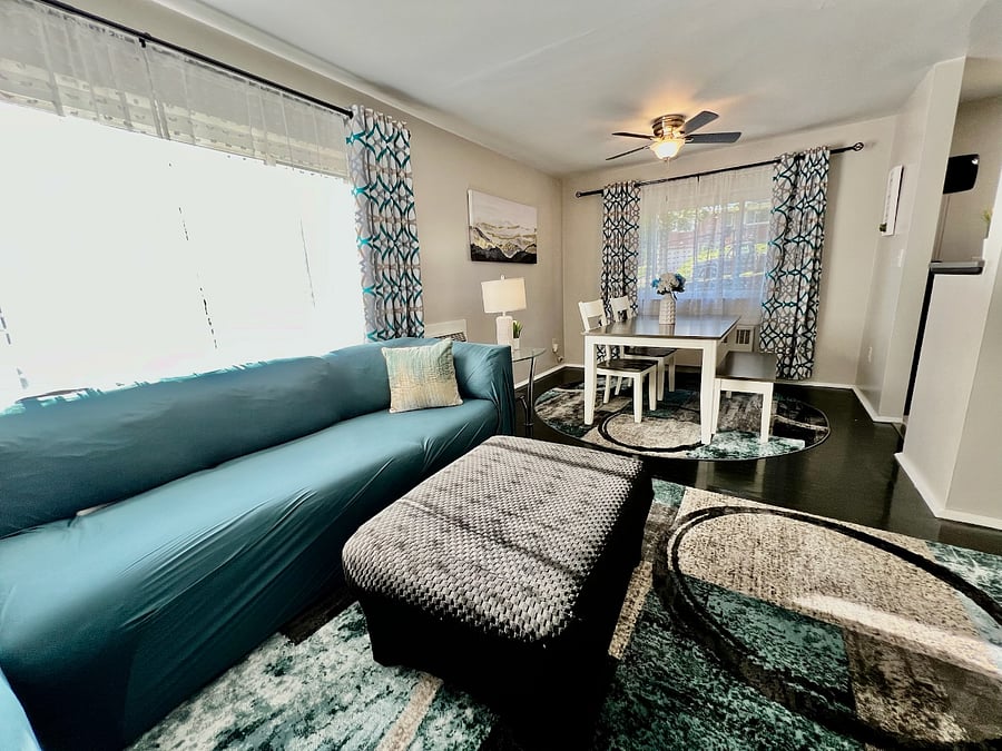 Turquoise Tranquility Living Room Apartment 1W