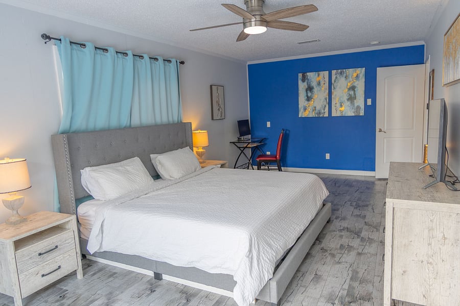 Smart TV and a desk in the bedroom