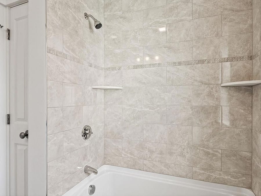 Full size tub begets you to take a long, relaxing bubble bath!