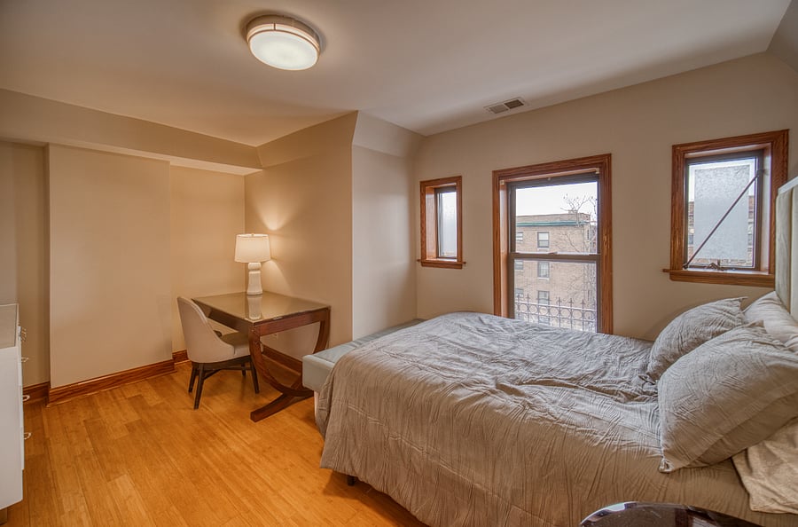 Queen Bedroom with mini fridge