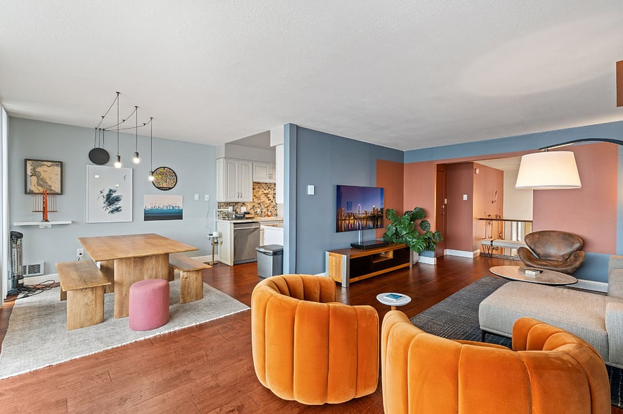 Open Concept with the kitchen near Dining Room that is open to the family room