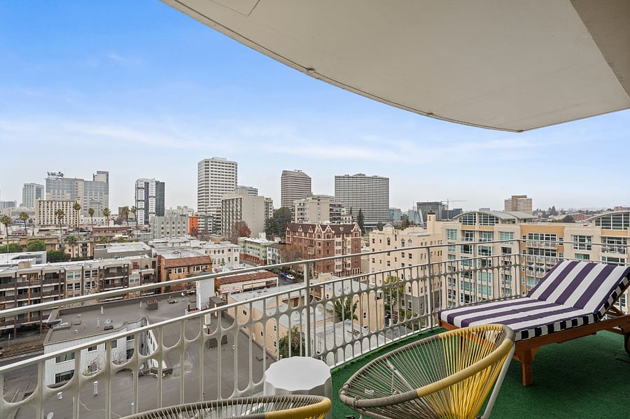 Balcony off of the two bedrooms looking towards downtown Oakland.
