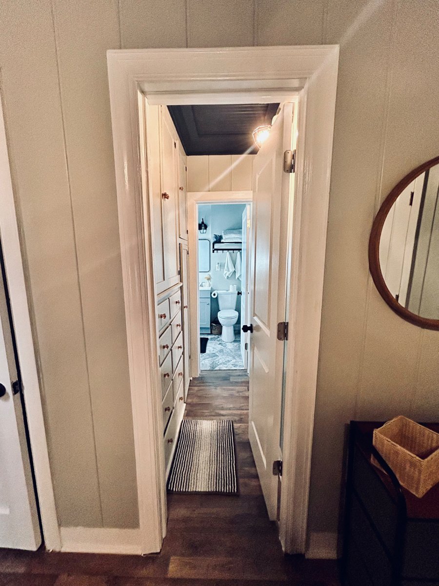 Hallway with lots of built in drawers