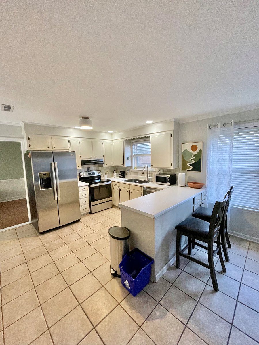 Kitchen with counter level barstools