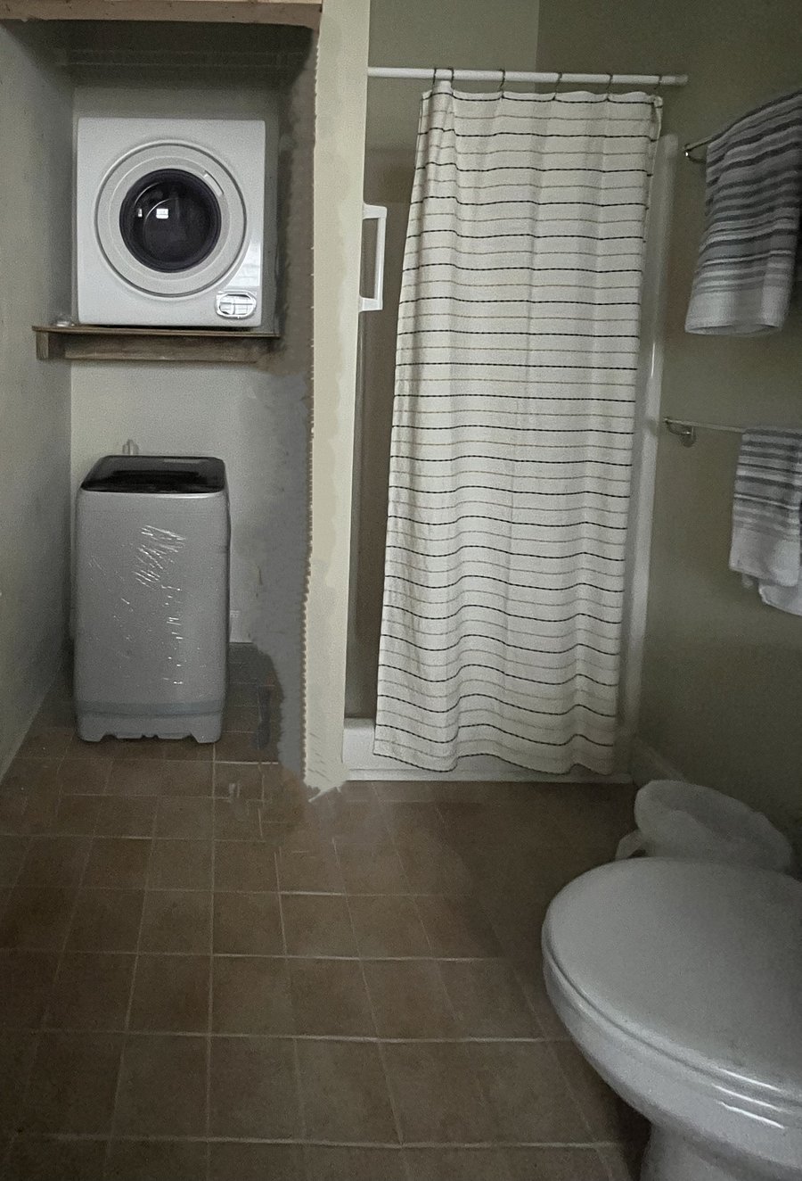 Brand new separate units washer dryer - just installed. Hook up will be finalized February 19th 2024.