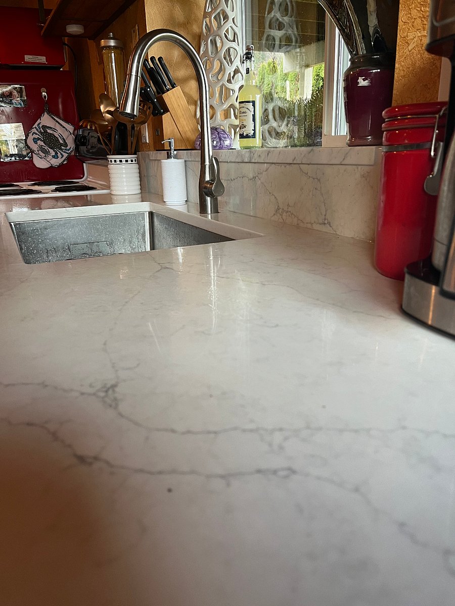 Newer slab counters, backsplash and sill