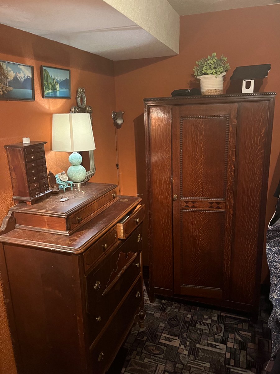 Large walk in closet w/ 2 chests of drawers, armoire and a large rod for hanging clothes for 2. Plus, shoe storage specific shelving