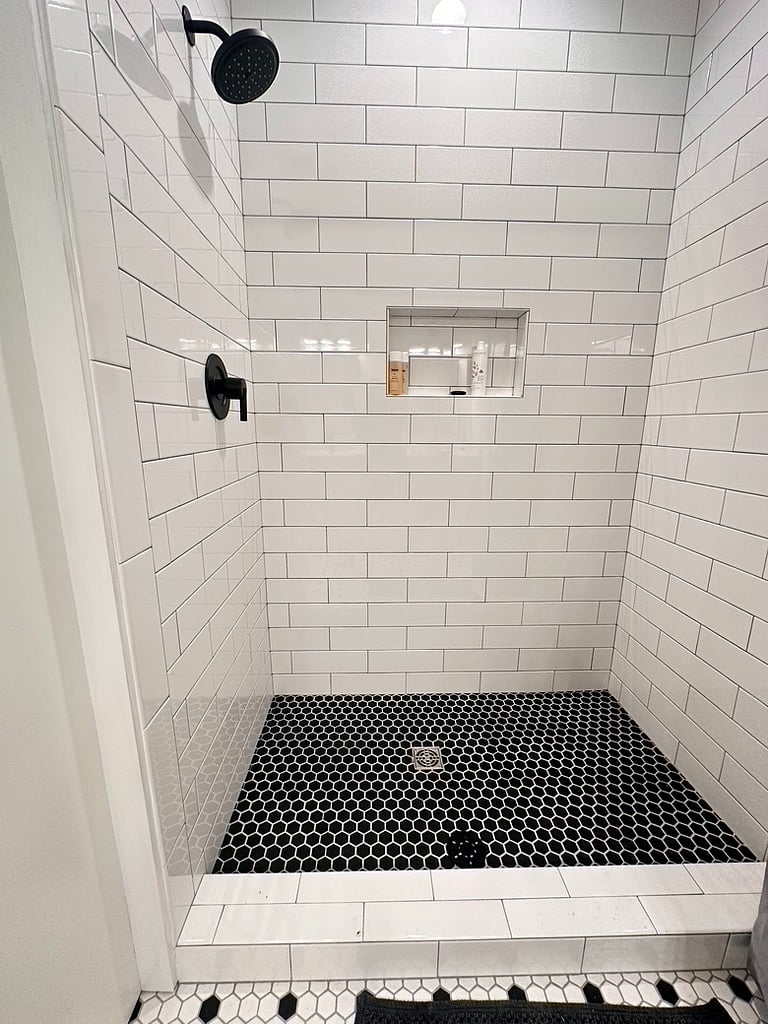 Glass had not been installed, but it is a glassed in shower