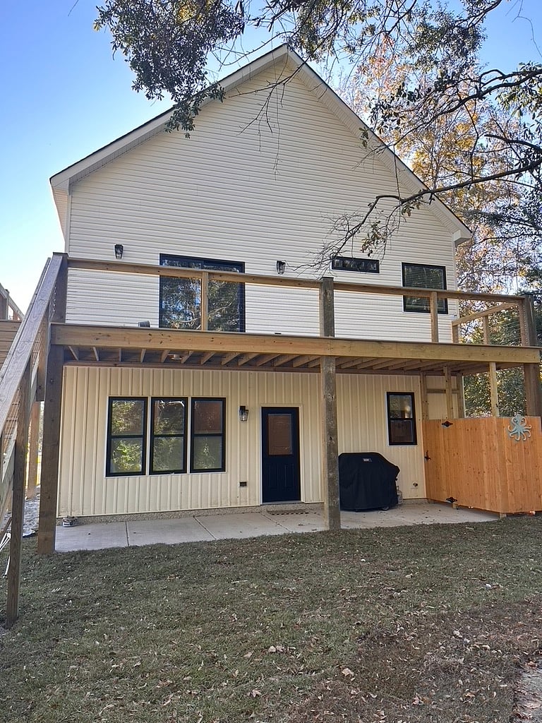 Rear deck with grill and outdoor shower