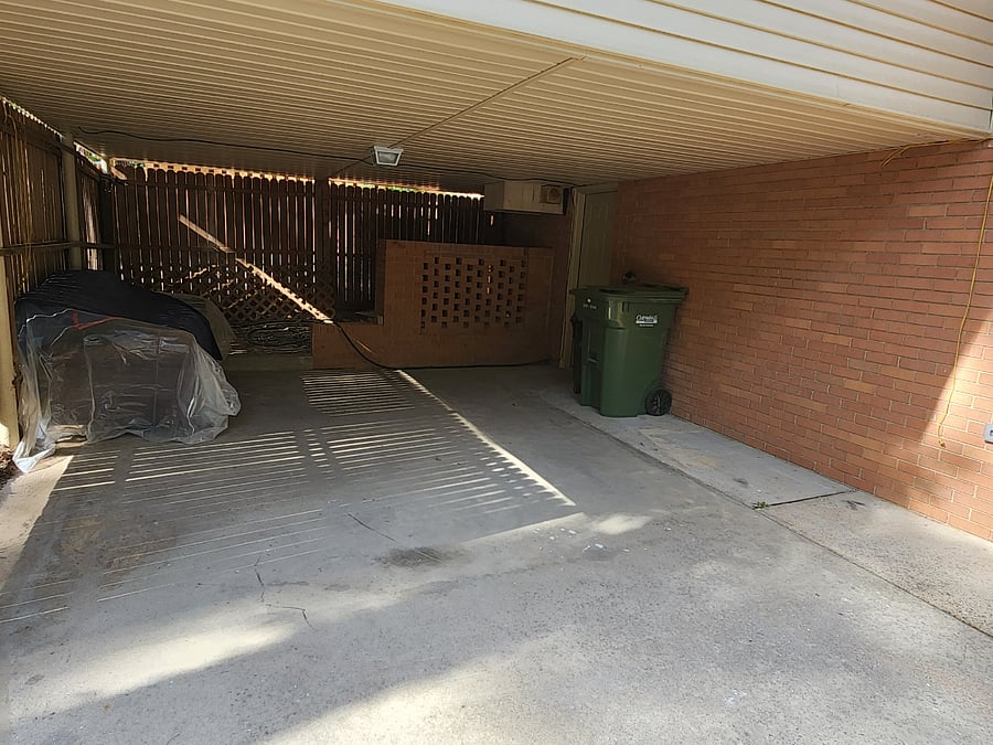 Two-car covered carport.