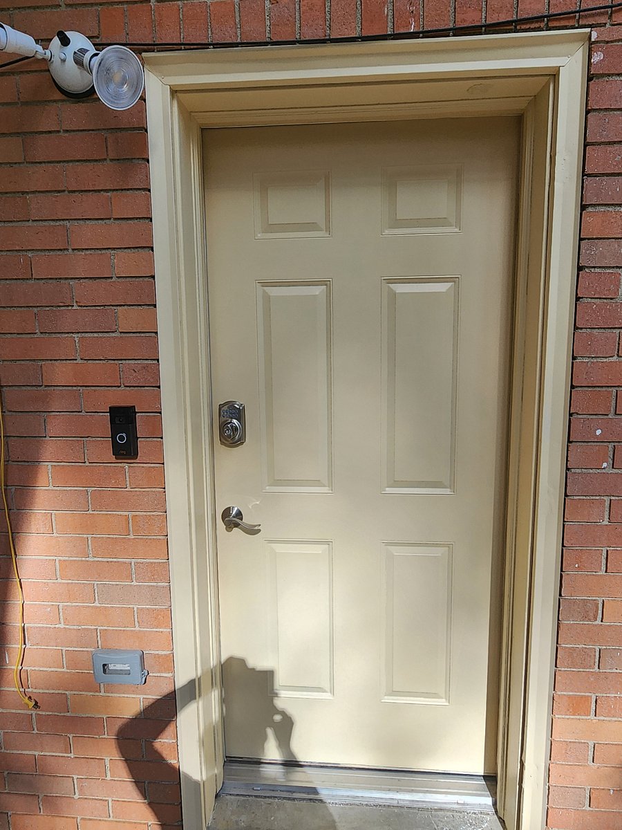 Ring camera and digital deadbolt lock.