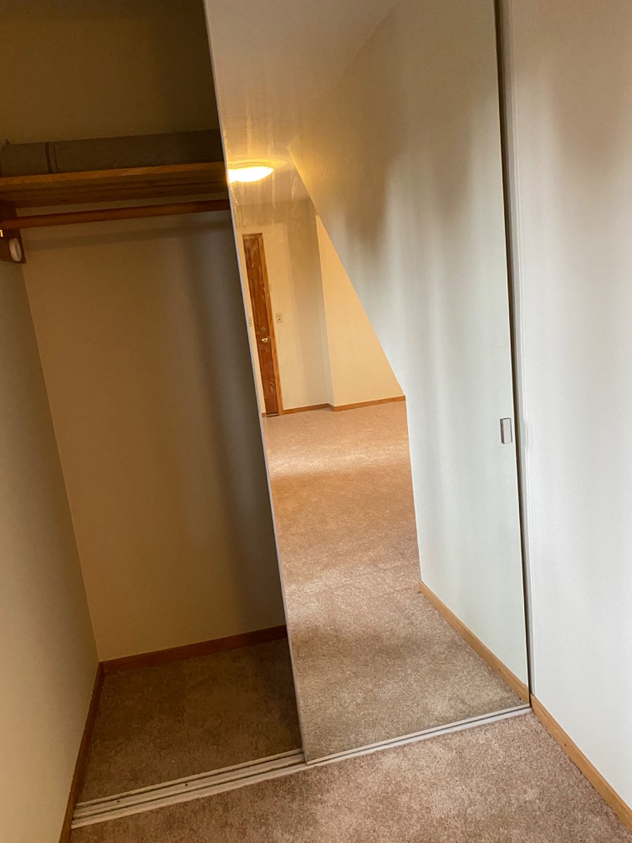 Mirrored doors of closet