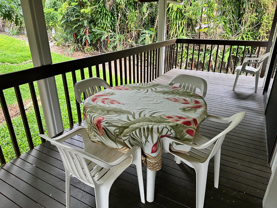 Spacious covered lanai for relaxing or outdoor dining