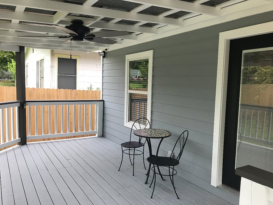covered back patio, faces east. really nice in the evenings!