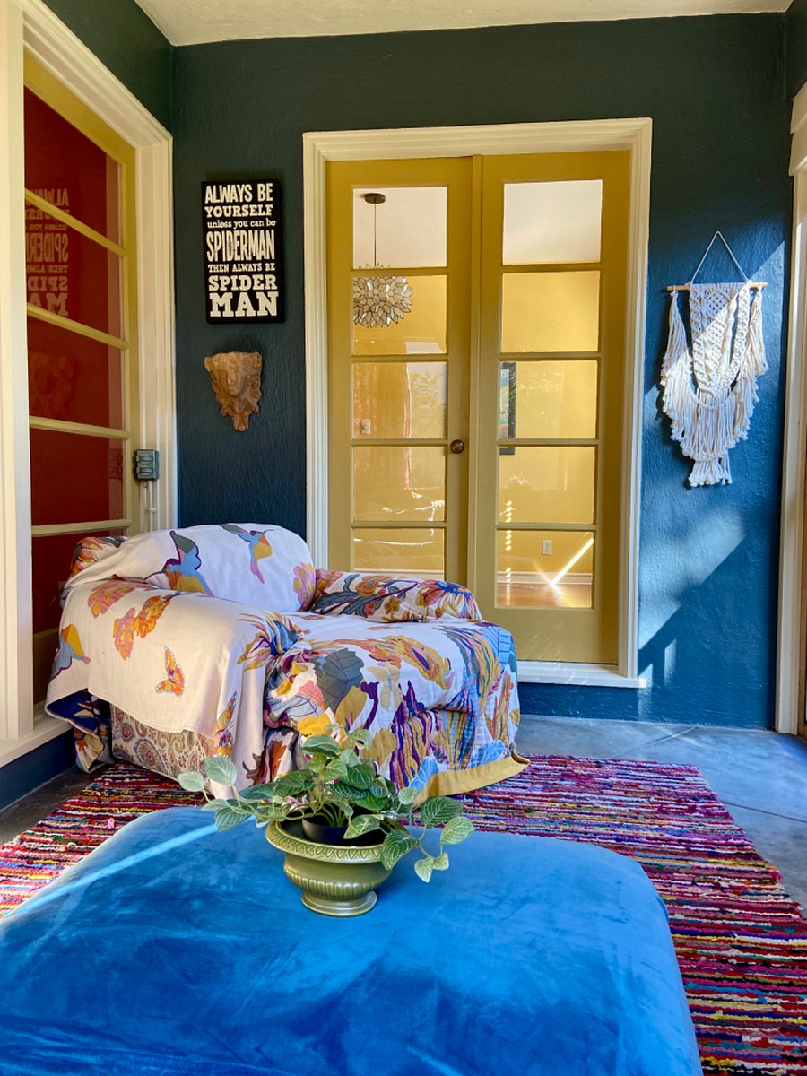 Sunporch has French doors to dining and living rooms.