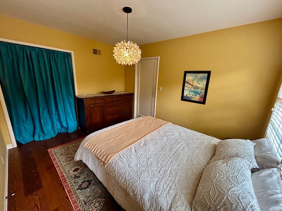 Dining room can be configured as second bedroom with Queen sized bed. Eat-in kitchen serves as dining area.