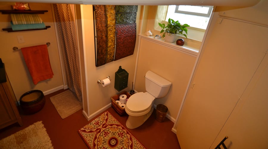 Basement Bathroom private with lower level apartment. This area is currently leased by a Young male UC Law Student. Long term.