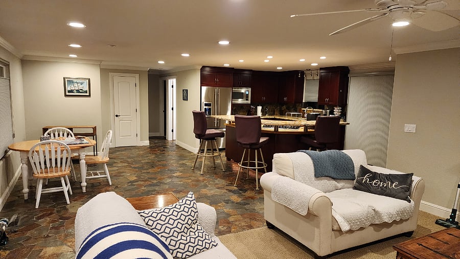 Overview of Dining Room, Living Room, and Kitchen Area