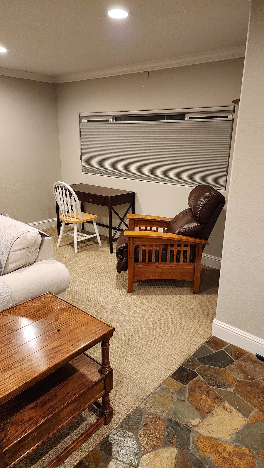 Living Room - Area for Laptop Work area and oversized lounge chair
