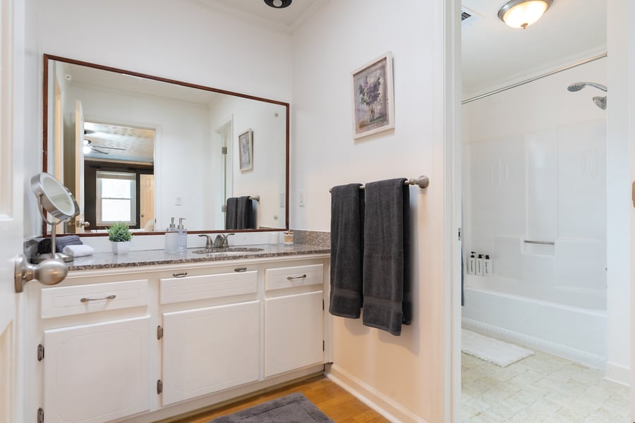 Master bath vanity with amenities