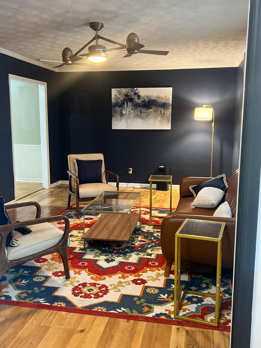 Living room angled view