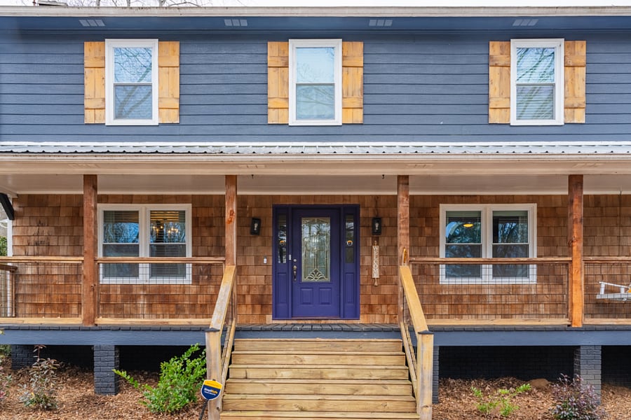 Front entrance with smart lock and security monitoring