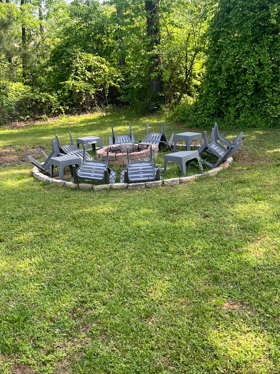 Outdoor fire pit located in backyard for relaxing evenings