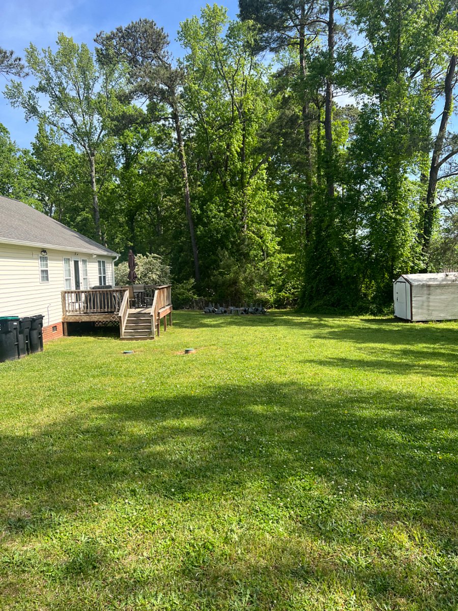 Large partially fenced private backyard