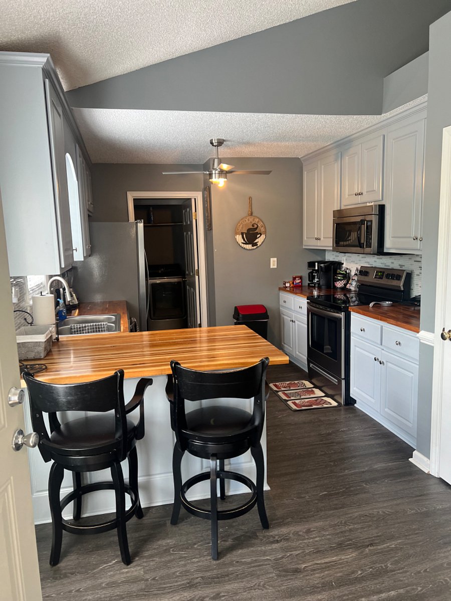 Kitchen is spacious and clean