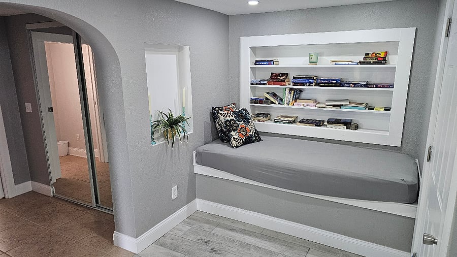 reading area in master bedroom has mattress.