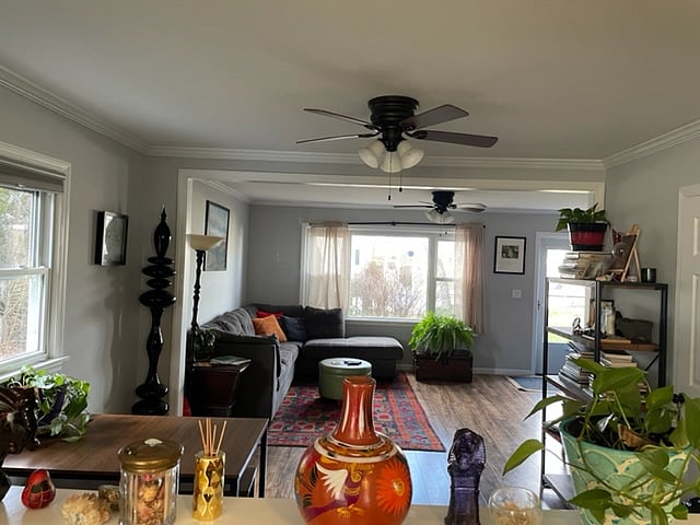 View from Kitchen to open floor plan