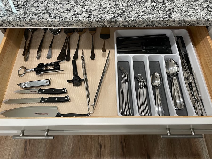 Silverware and serving utensils. 