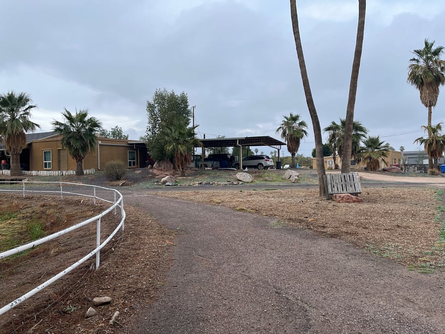main house to left with our carport and casita straight ahead