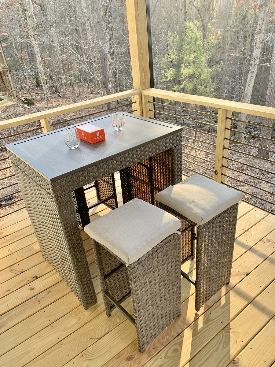 Deck overlooking backyard