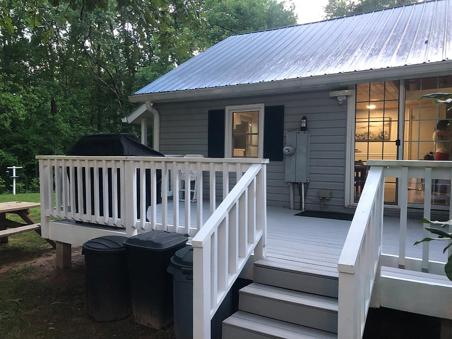 BBQ works great in the warmer months. Composite porch.