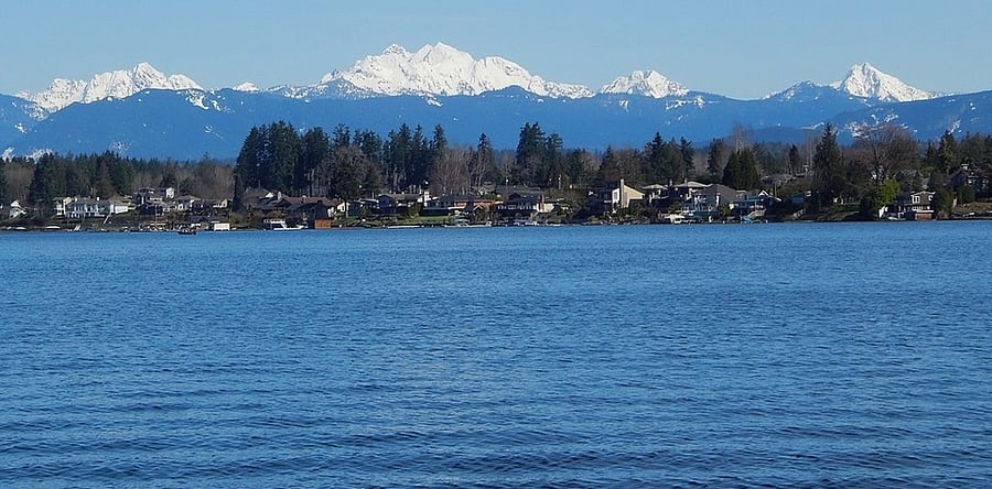 Lake Stevens is surrounded by the Beautiful Cascade Mountains.