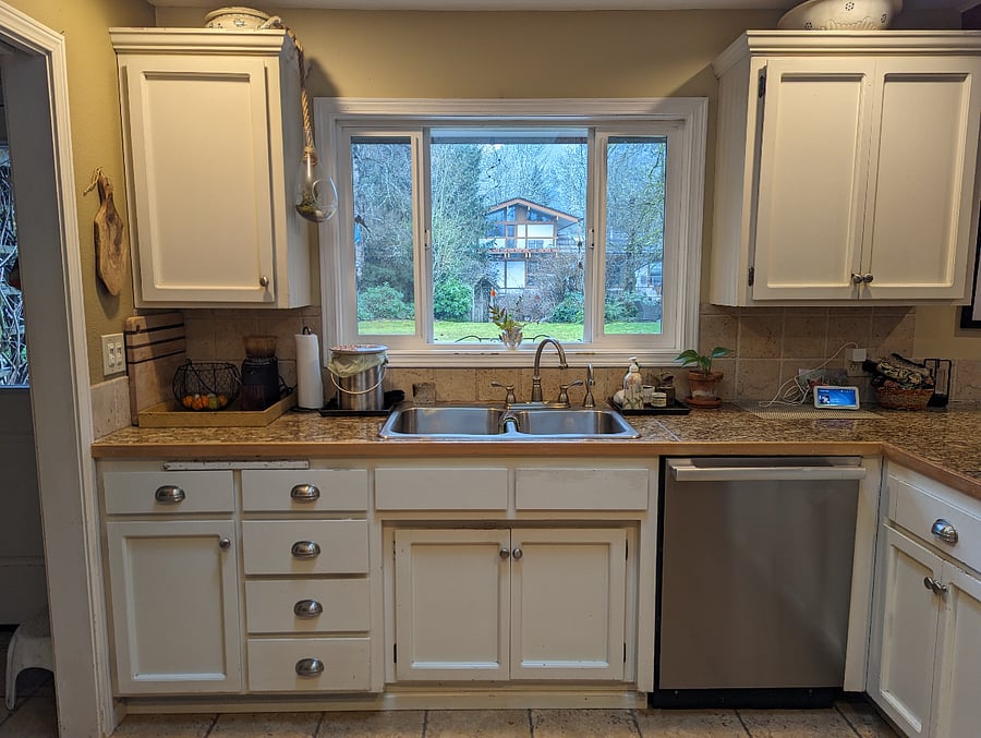 Kitchen looking out to yard.