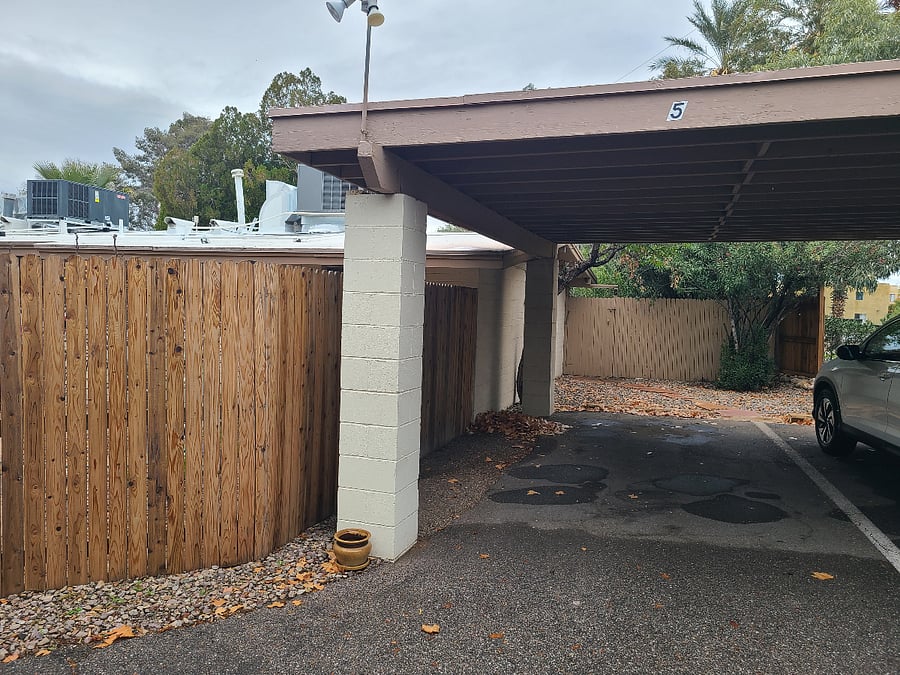 Your covered carport parking space is located next to the adjacent unit, so it's very close to the home.