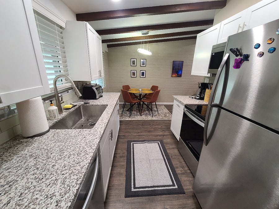 Our spacious kitchen with plenty of counter space for all your cooking needs.