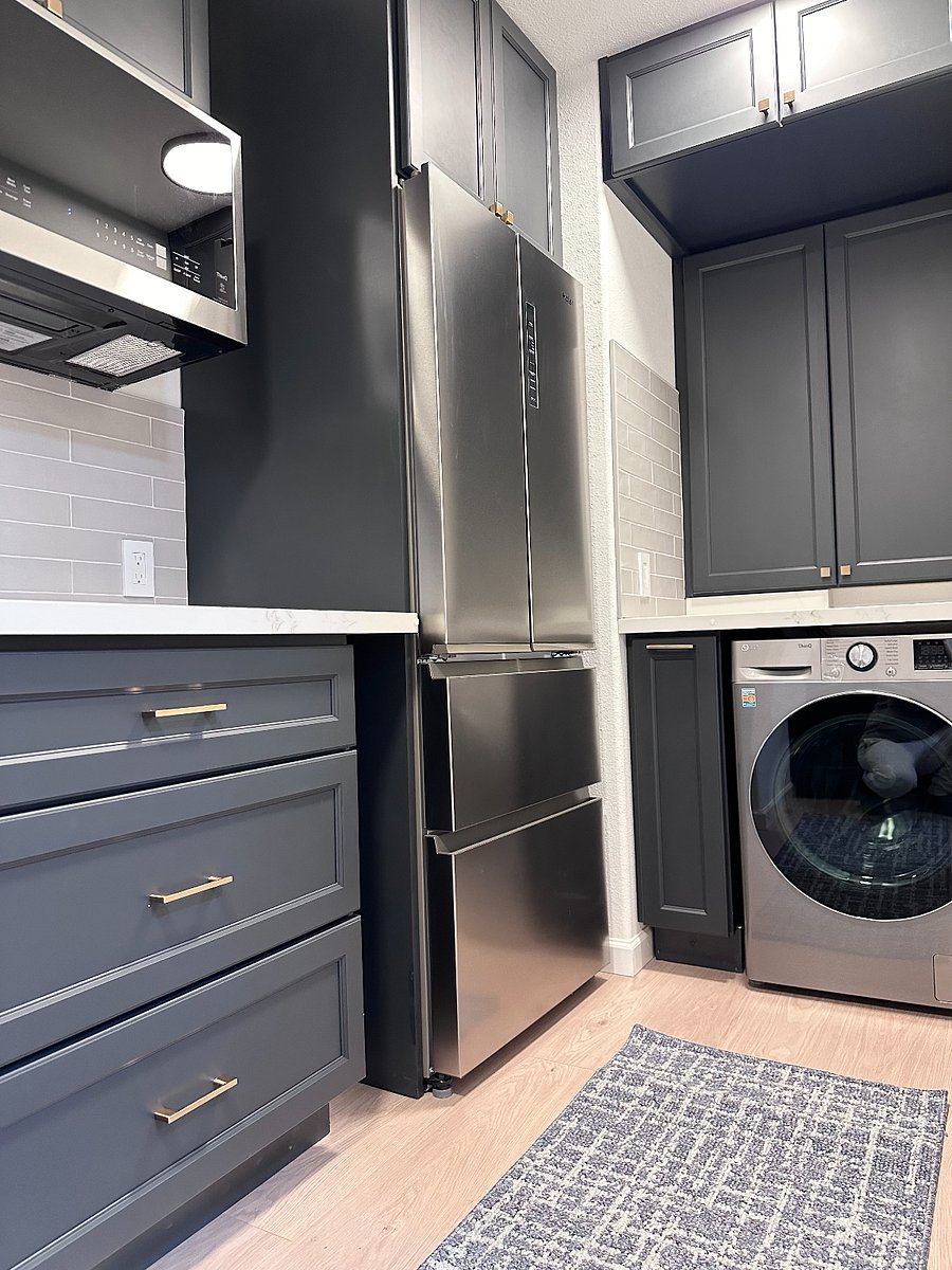 New kitchen with modern appliances.