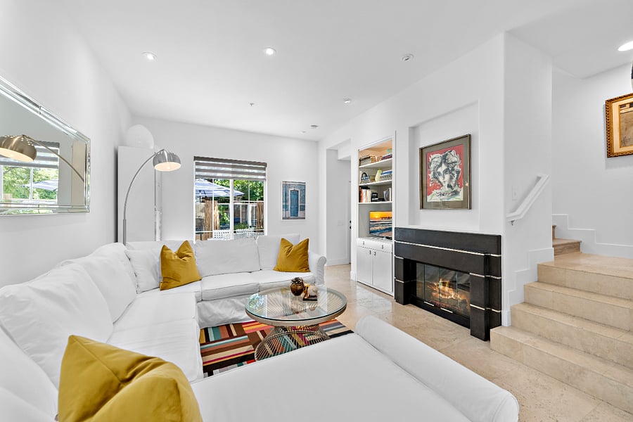 Custom fireplace and built-in wall unit.