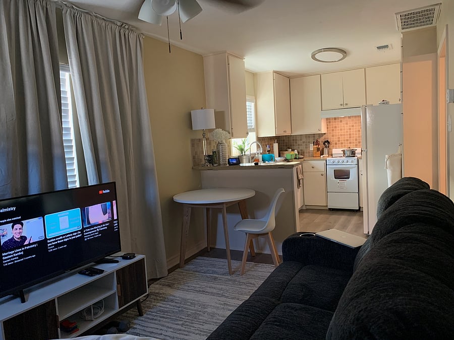 This is the view from the living room to the kitchen.