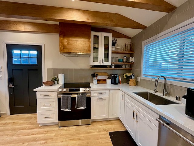 full kitchen with induction stovetop