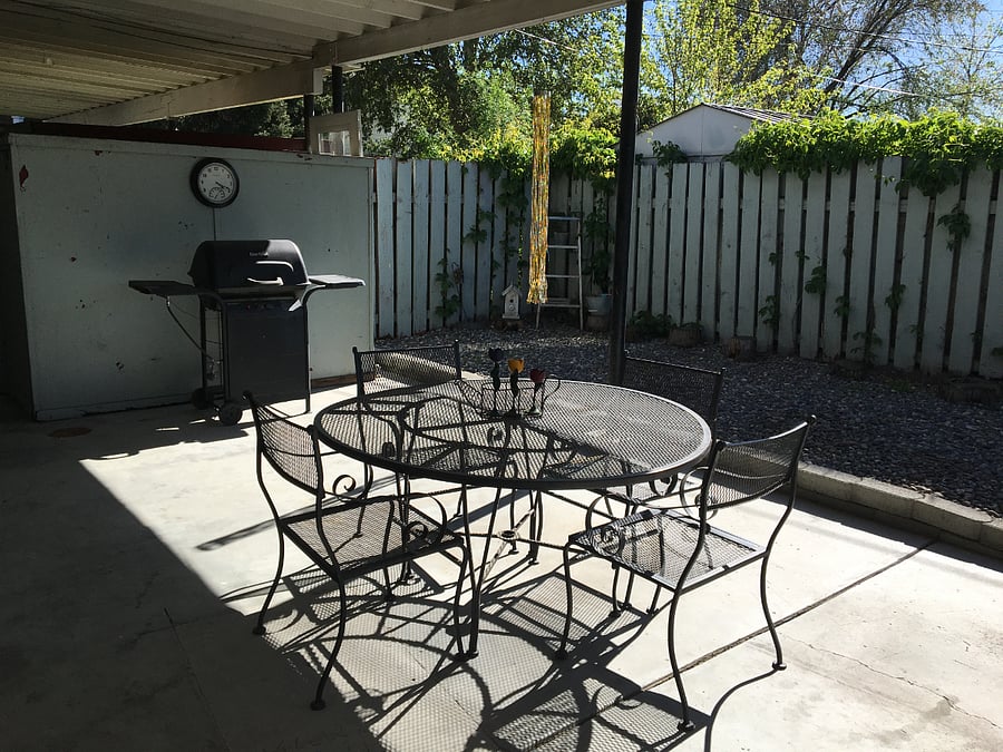 View of covered patio and BBQ