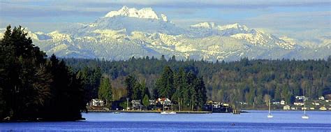 View of Hood Canal and Olympic Mountains from Seabeck.