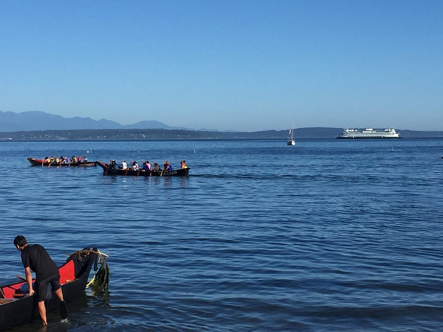 Tribal Race from Kitsap County to Seattle. Explore the History of Local Indigenous tribes. Suquamish Longhouse, Chief Seattle grave in the old cemetery and yearly Pow Wow and Salmon Bake can't be missed.
Salmon Bake in 