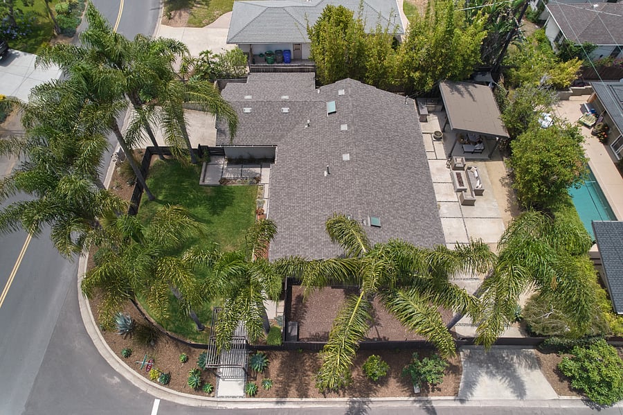 Birds eye view of property.