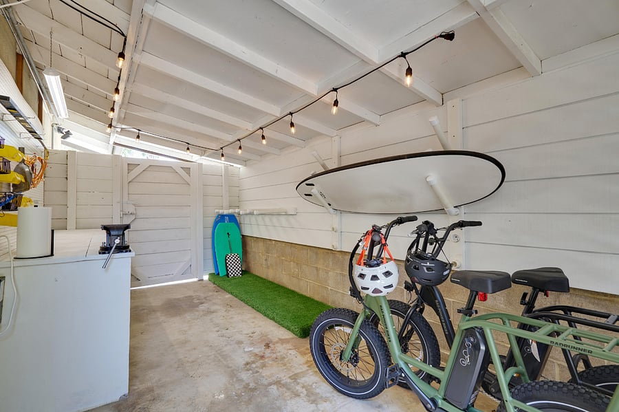 Complimentary e-bikes and surfboards.