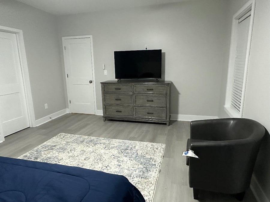 Plenty of room and dresser space. TV to be mounted on wall next week