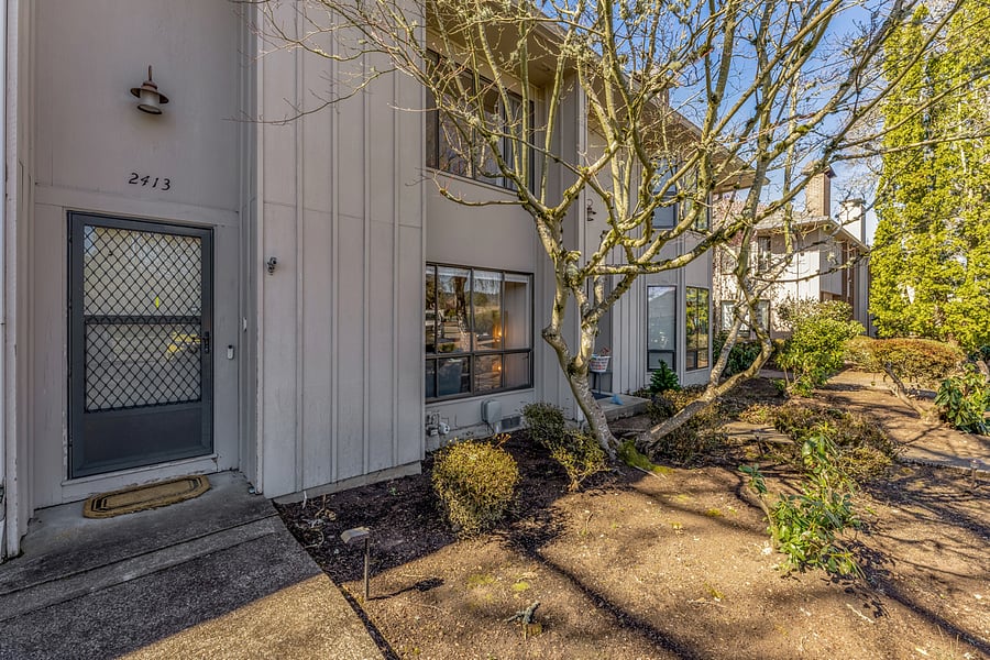 Private entrance with lighted walkway and convenient parking right out in front